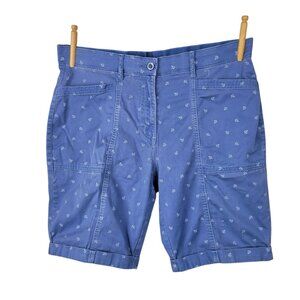 Croft & Barrow Anchor Cuffed Chino Bermuda Shorts Women's Size 14 Light Blue